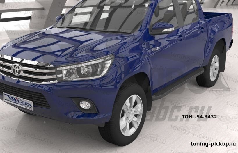 Пороги алюминиевые (Sapphire Black ) - Toyota Hilux 2015-2023 - Пороги