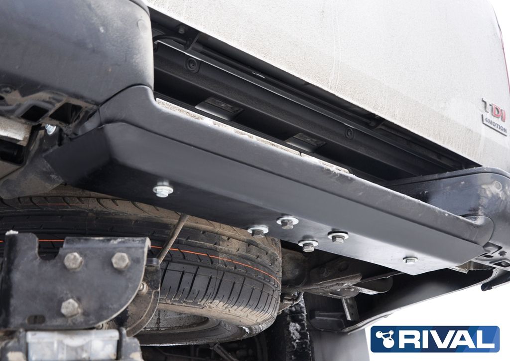 Защита заднего бампера стальная + крепеж RIVAL  - Volkswagen Amarok - Защита картера, кпп и топливного бака