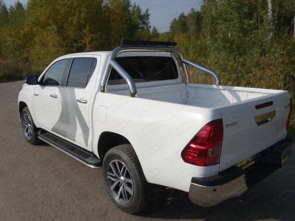 Дуга в кузов 76,1 мм. со светодиодной фарой - Toyota Hilux 2015-2023 - Защитные дуги