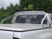 Дуга в кузов и защита заднего стекла 75х42 мм. со светодиодной фарой (для крышки ТСС) - Toyota Hilux 2015-2023 - Защитные дуги