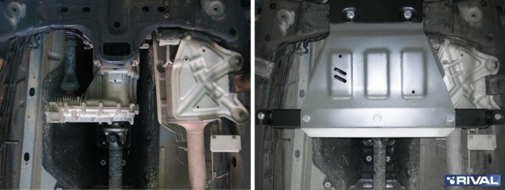 Защита РК алюминий + комплект крепежа Rival V 2.0TDI; 3.0TDI - Volkswagen Amarok - Защита картера, кпп и топливного бака