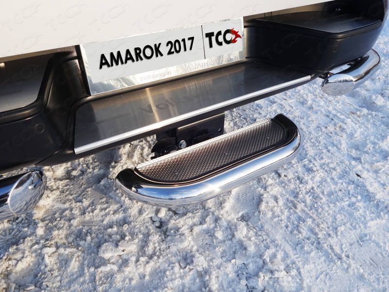 Задняя подножка (нерж. лист) 60,3 мм (под фаркоп)   - Volkswagen Amarok - Защита заднего бампера