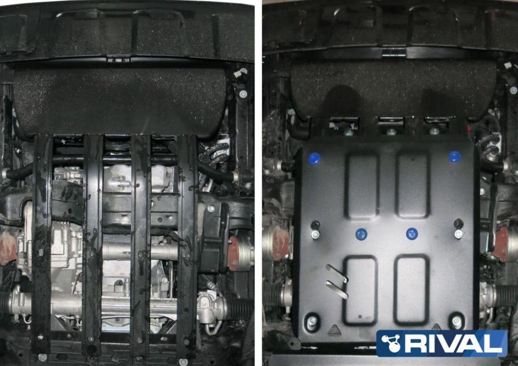 Защита картера стальная + комплект крепежа RIVAL V 2.0TDI; 3.0TDI - Volkswagen Amarok - Защита картера, кпп и топливного бака